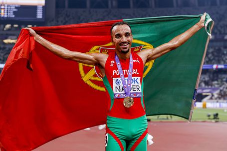 O português Isaac Nader, campeão do Mundo dos 1500 m, nos Mundiais de Tóquio de atletismo 2025. Foto FPA/Sportmedia