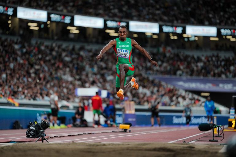 O atleta português Pedro Pablo Pichardo, campeão do Mundo do triplo salto, nos Mundiais de atletismo de Tóquio2025. Foto FPA/Sportmedia