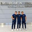Yan Gago, de 17 anos, Raphael Campos, de 16, e Pedro Arthur, de 15, fazem testes no Olival - Foto: Coimbra FC Porto