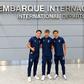 Yan Gago, de 17 anos, Raphael Campos, de 16, e Pedro Arthur, de 15, fazem testes no Olival - Foto: Coimbra FC Porto