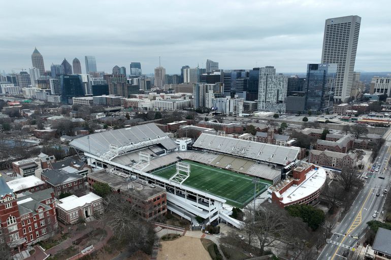 Estádio Bobby Dodd, no Historic Grant Field, em Atlanta, no Estado da Georgia, nos EUA. Mais um estádio universitário, casa dos Georgia Tech Yellow Jackets desde 1913