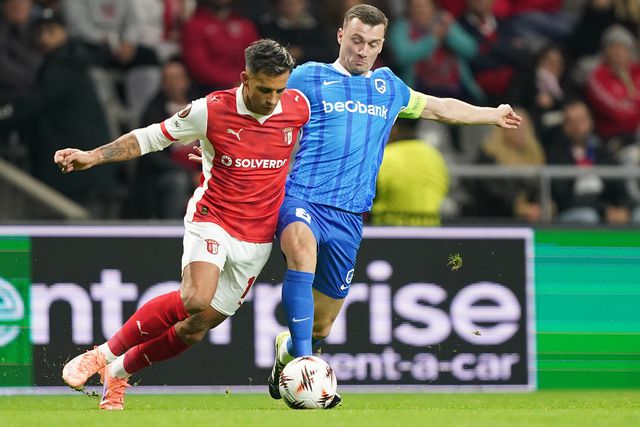Rodrigo Zalazar bisou na partida com o Genk. Foto: Hugo Delgado/LUSA