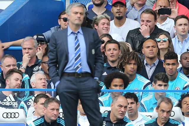 José Mourinho ao serviço do Chelsea em 2013, com Niall Horan nas bancadas - Foto: IMAGO