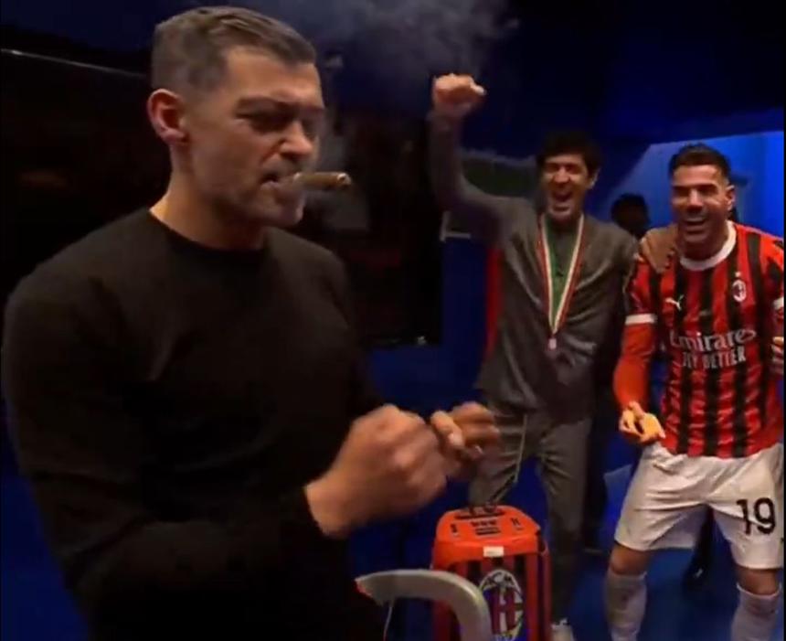Conceição fuma charuto no balneário do Milan