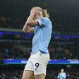 Haaland frustrado com o empate frente ao Brighton em Manchester