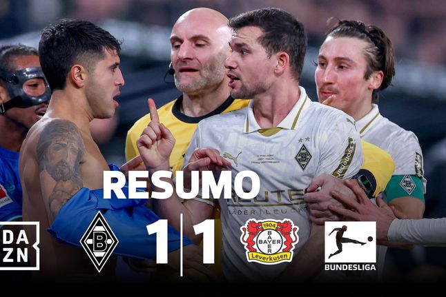 Dérbi entre M'gladbach e Leverkusen foi intenso e até houve quem ficasse sem camisola (resumo)