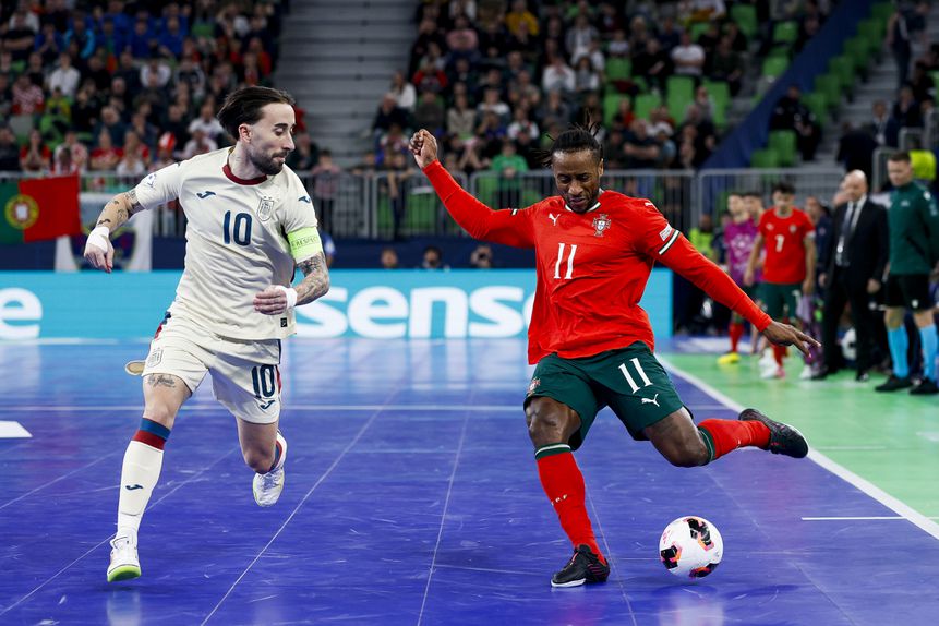 Pany Varela e Rivillos na final do Europeu de futsal entre Portugal e Espanha (Foto: FPF)