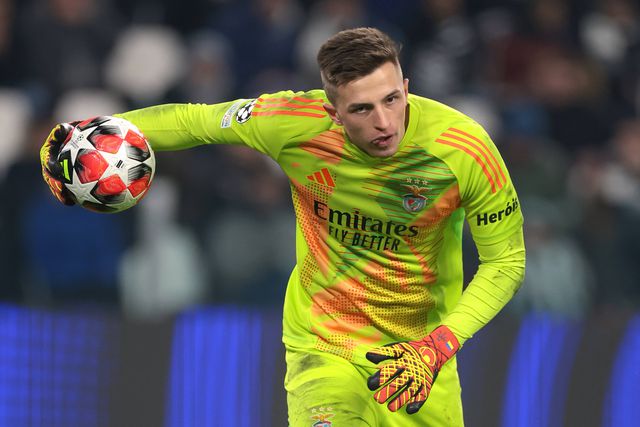 Trubin recoloca a bola em jogo, com a mão, num jogo do Benfica