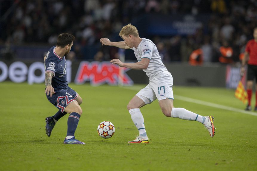 KDB e Messi num PSG-Man. City