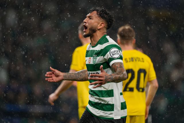 Luis Suárez a celebrar golo do Sporting diante do Bodo/Glimt