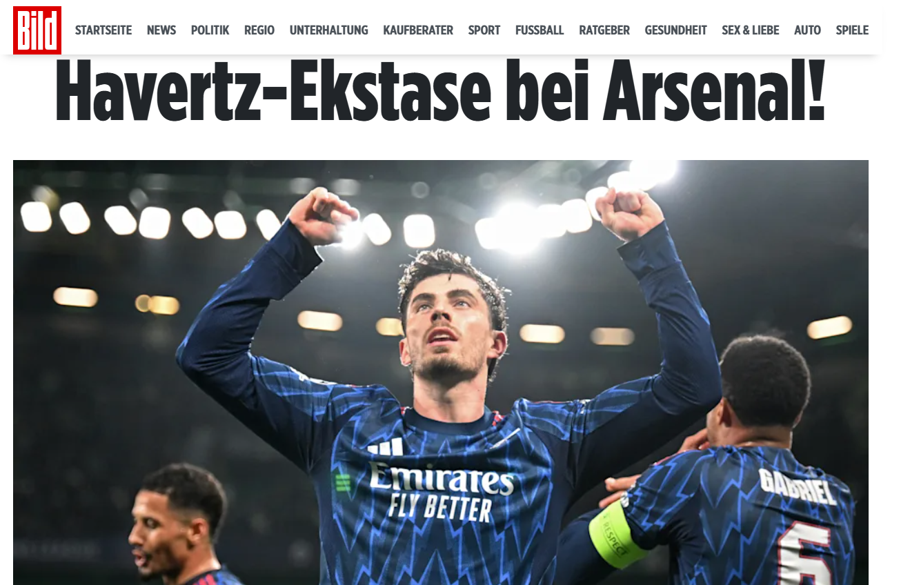 Bild: Havertz em êxtase no Arsenal