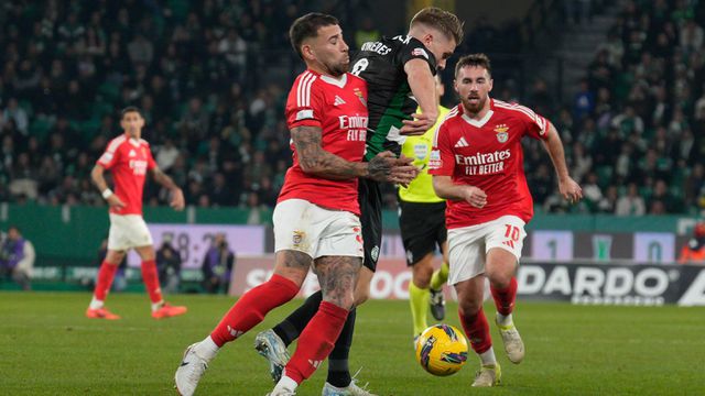 Duelo entre Otamendi e Gyokeres no jogo da 1.ª volta da Liga, que os leões venceram por 1-0