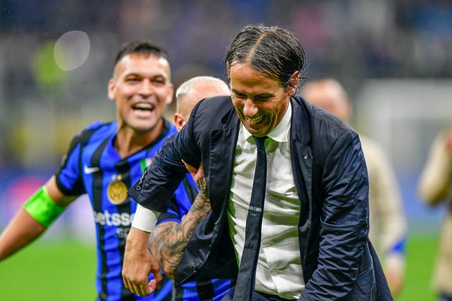 Simone Inzaghi a celebrar o apuramento do Inter para a final da Champions