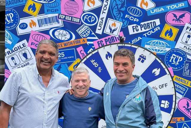 Três lendas portistas em convívio com os emigrantes dos Estados Unidos