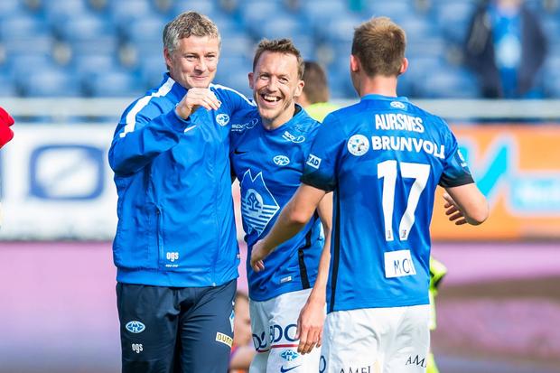 Solskjaer, Mattias Mostrom e Fredrik Aursnes no Molde, em 2016