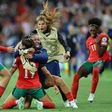 Festa portuguesa após o golo apontado por Diana Gomes, que deu o empate frente a Itália