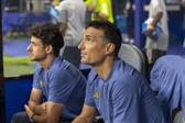 Lionel Scaloni, selecionador da Argentina, ao lado do adjunto ex-Benfica Pablo Aimar