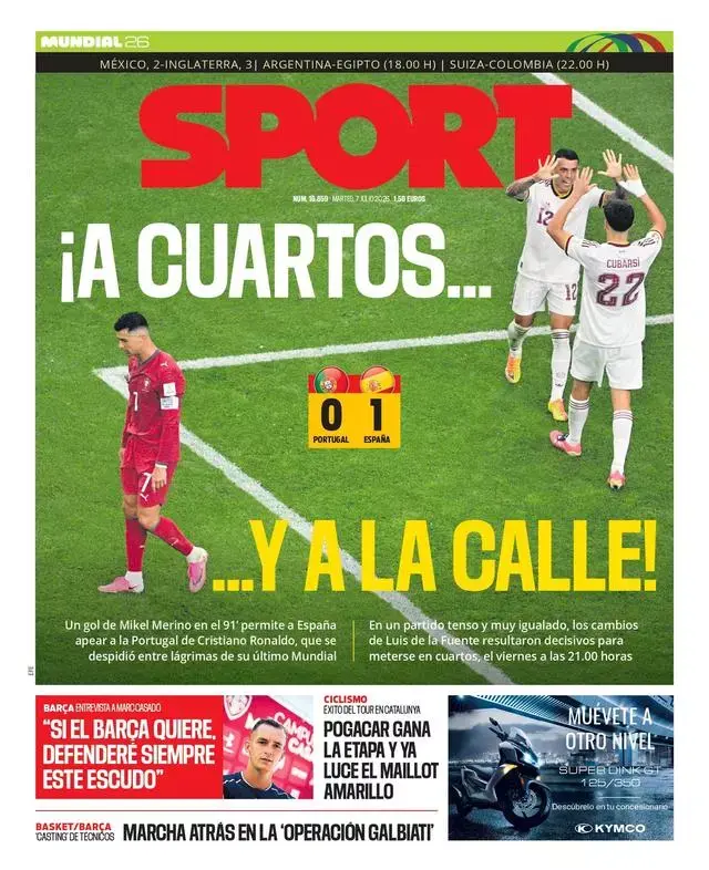 Sport: «Para os quartos... e para a rua»