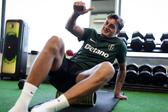 Silas Andersen, um dos reforços, a trabalhar a parte física na Academia (Foto Sporting CP)