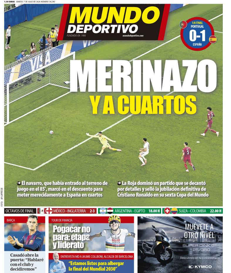 Mundo Deportivo: «Merinazo para os quartos»