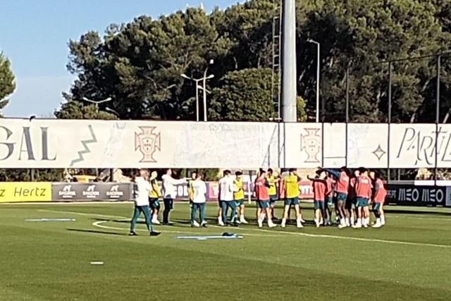 Momento de boa disposição no treino da Seleção Portuguesa