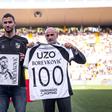 Borevkovic com a camisola comemorativa dos 100 jogos. Foto: Vitória de Guimarães