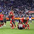 Festejos da Coreia do Sul após o apito final