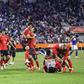 Festejos da Coreia do Sul após o apito final