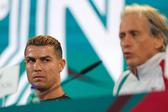 Cristiano Ronaldo e Jorge Jesus em conferência de imprensa ainda antes do caso da Escandinávia — Foto: IMAGO