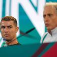 Cristiano Ronaldo e Jorge Jesus em conferência de imprensa ainda antes do caso da Escandinávia — Foto: IMAGO