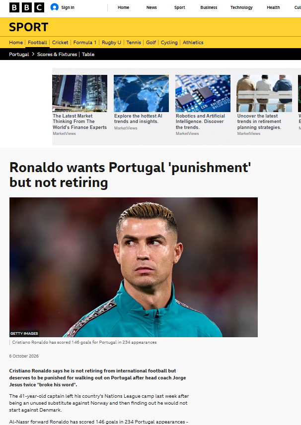 Publicação na BBC Sport