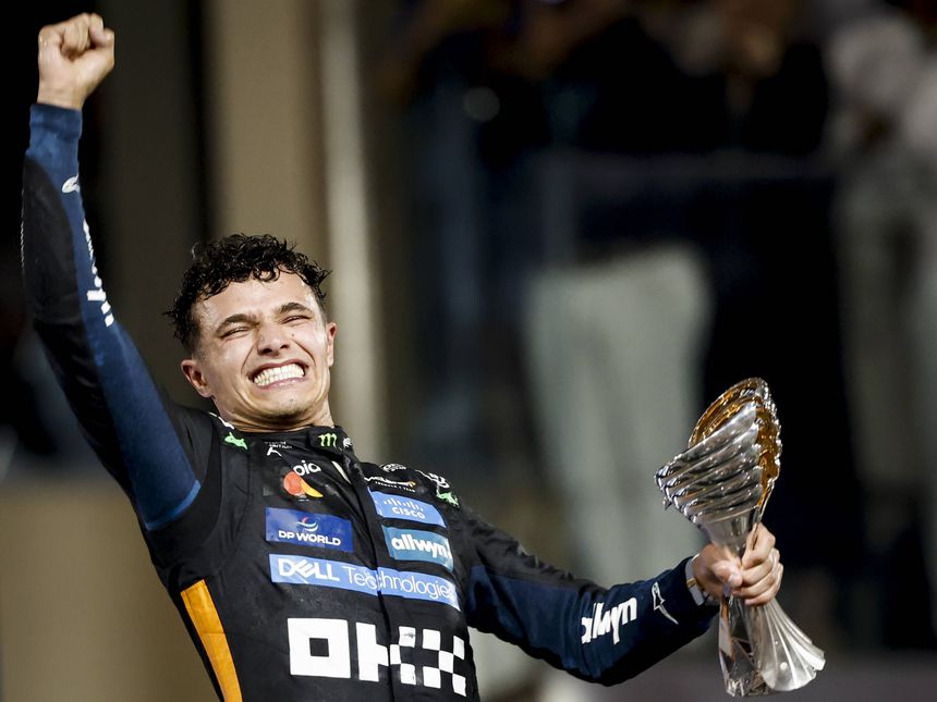 A alegria do novo campeão do Mundo, Lando Norris - Foto: IMAGO