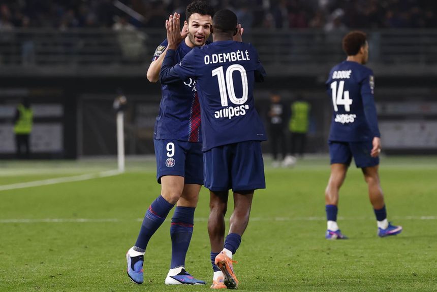 Dembelé marcou o primeiro golo do PSG, mas o herói foi Gonçalo Ramos com o golo aos 90+5 minutos - Foto: PSG