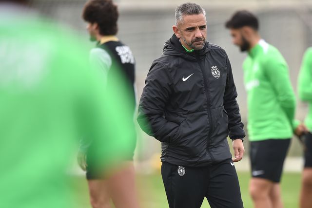 Rui Borges durante um treino na Academia em Alcochete
