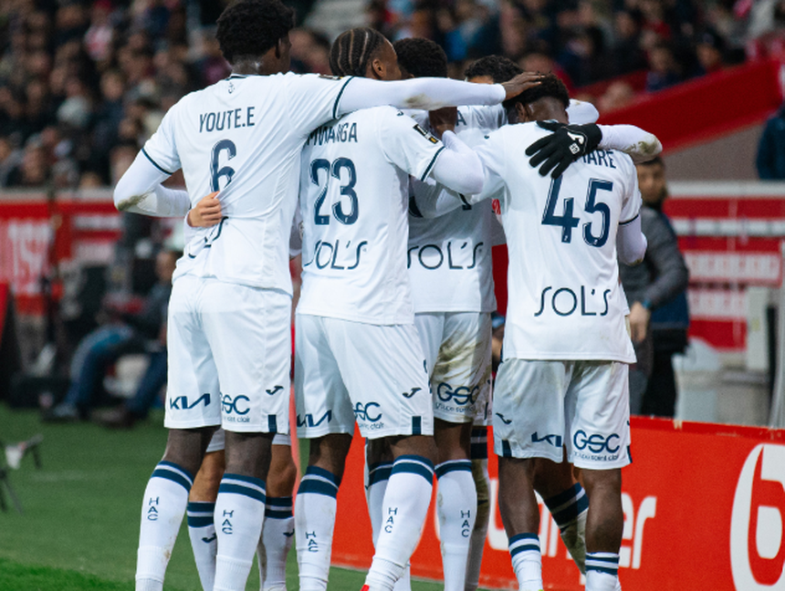 Jogadores do Le Havre a celebrarem o golo de Hassan