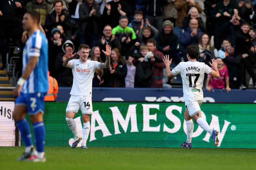 Gonçalo Franco abriu o marcador no Swansea-Sheffield Wednesday - Foto: Swansea