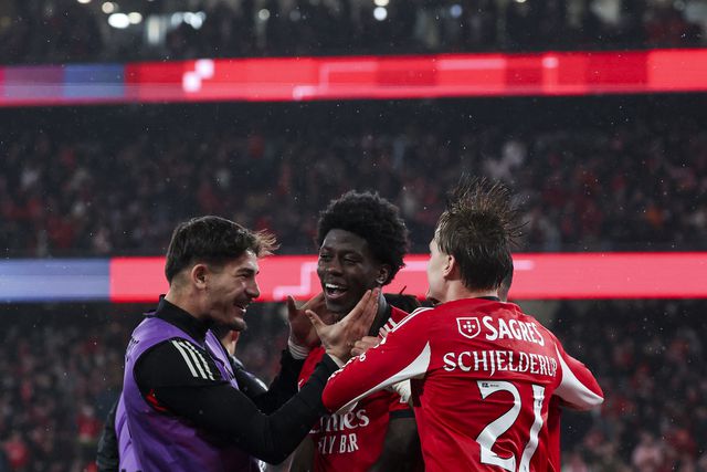 Festejos do Benfica após o golo de Anísio Cabral - Foto: JOSÉ SENA GOULÃO/LUSA