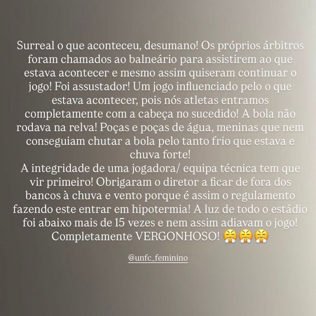 Mensagem de Jéssica Pinto nas redes sociais