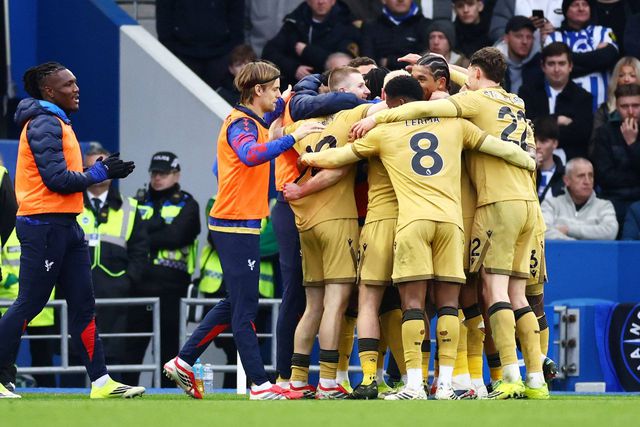 Jogadores do Crystal Palace a festejarem o golo de Ismaila Sarr