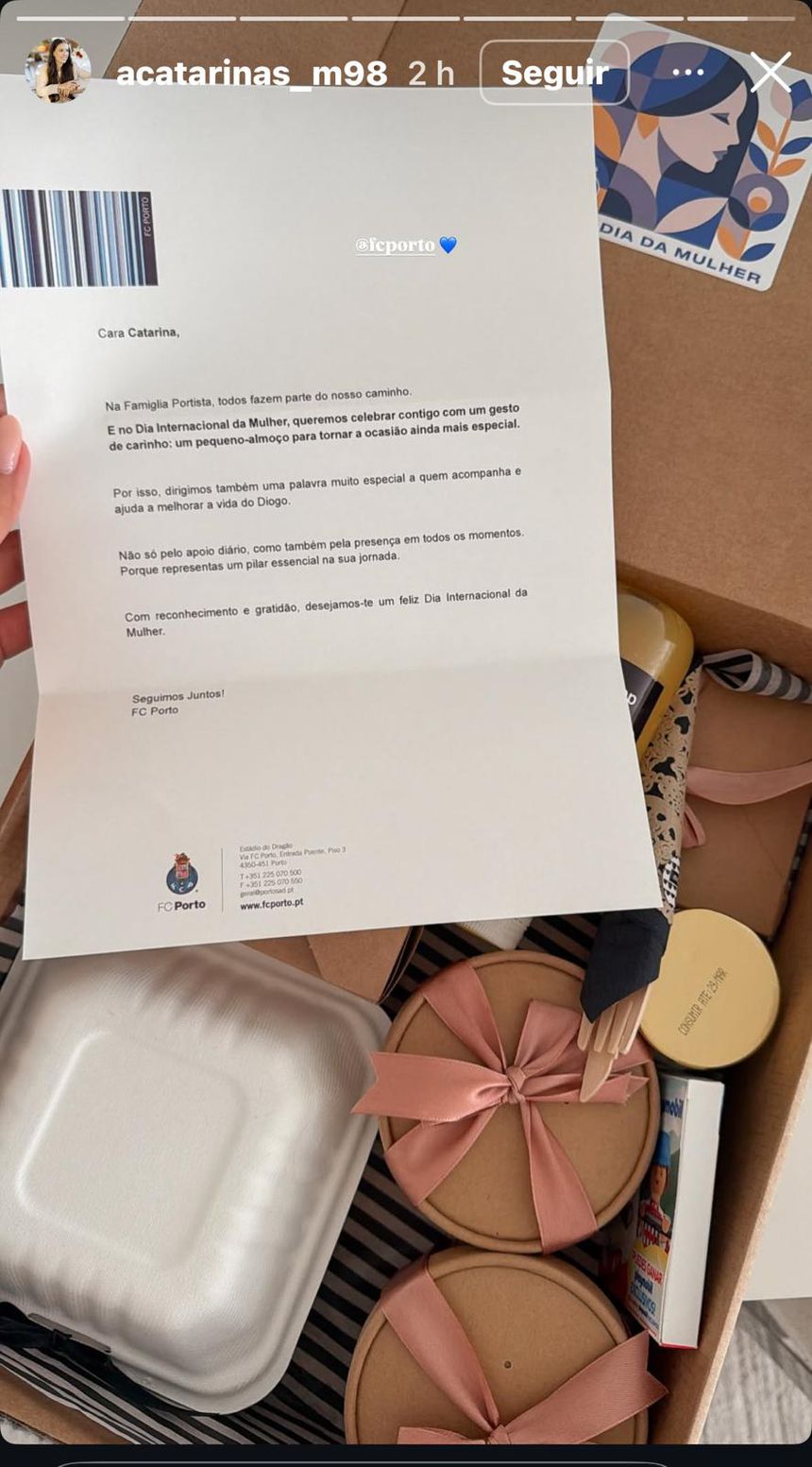 A imagem partilhada por Catarina Machado, companheira de Diogo Costa