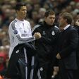 Brendan Rodgers e Cristiano Ronaldo a defrontarem-se num Liverpool-Real Madrid na Champions