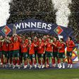 A festa dos jogadores portugueses após a conquista da Liga das Nações, na Alemanha