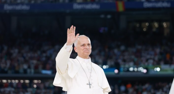 O Papa Leão marcou presença no Santiago Bernabéu 
Foto: Real Madrid