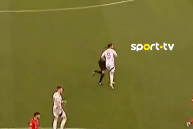VÍDEO: árbitro de Portugal-Escócia interrompe jogo para meter gelo após colisão