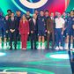 A Seleção Nacional de futebol subiu ao palco para uma fotografia com, entre outros, o presidente da UEFA e o presidente da República na abertura do Portugal Football Summit. Foto: D.R.