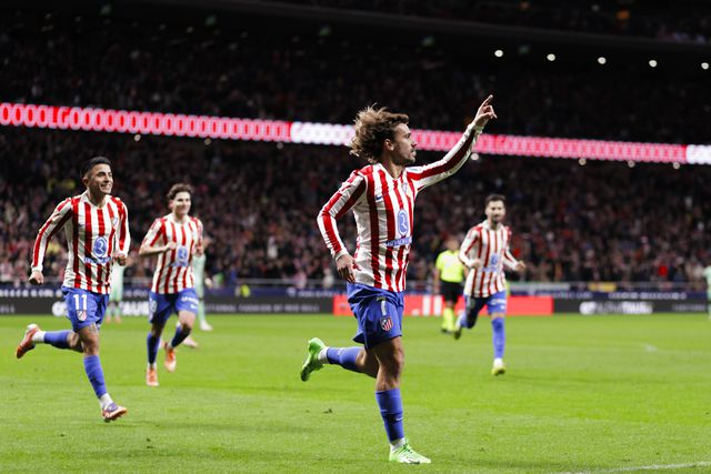 Antoine Griezmann, avançado do Atlético Madrid, celebra golo frente ao Levante
