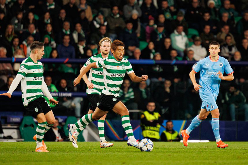 Morita e Hjulmand são dois dos trunfos do Sporting para o jogo com o Bayern, em Munique (17h45) — Foto: IMAGO