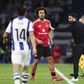 Ruben Amorim ao lado de Joshua Zirkzee em jogo do Manchester United