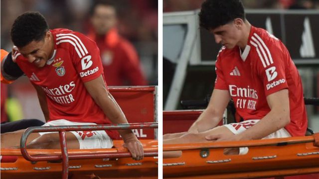 Alexander Bah e Manu Silva saíram de maca no jogo com o Moreirense