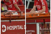 Bah e Manu Silva abandonaram o relvado da Luz de maca, ambos os jogadores do Benfica têm lesão grave no joelho esquerdo